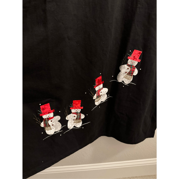 Vintage Karla Marie Applique Snowman Maxi Dress Black Slit Hem Size 2X - Picture 10 of 13